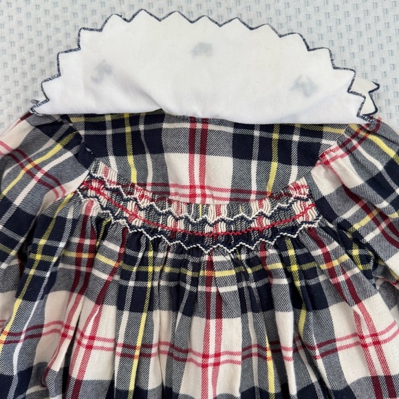 Vintage Baby Girls Holiday Plaid Long Sleeve Dress with Embroidered Collar 12M - Picture 4 of 8